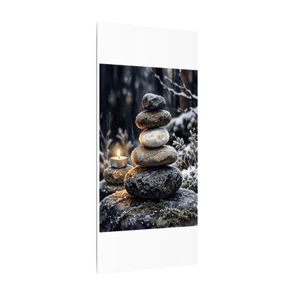 River Stones Canvas Art | Winter Japandi Watercolor Art