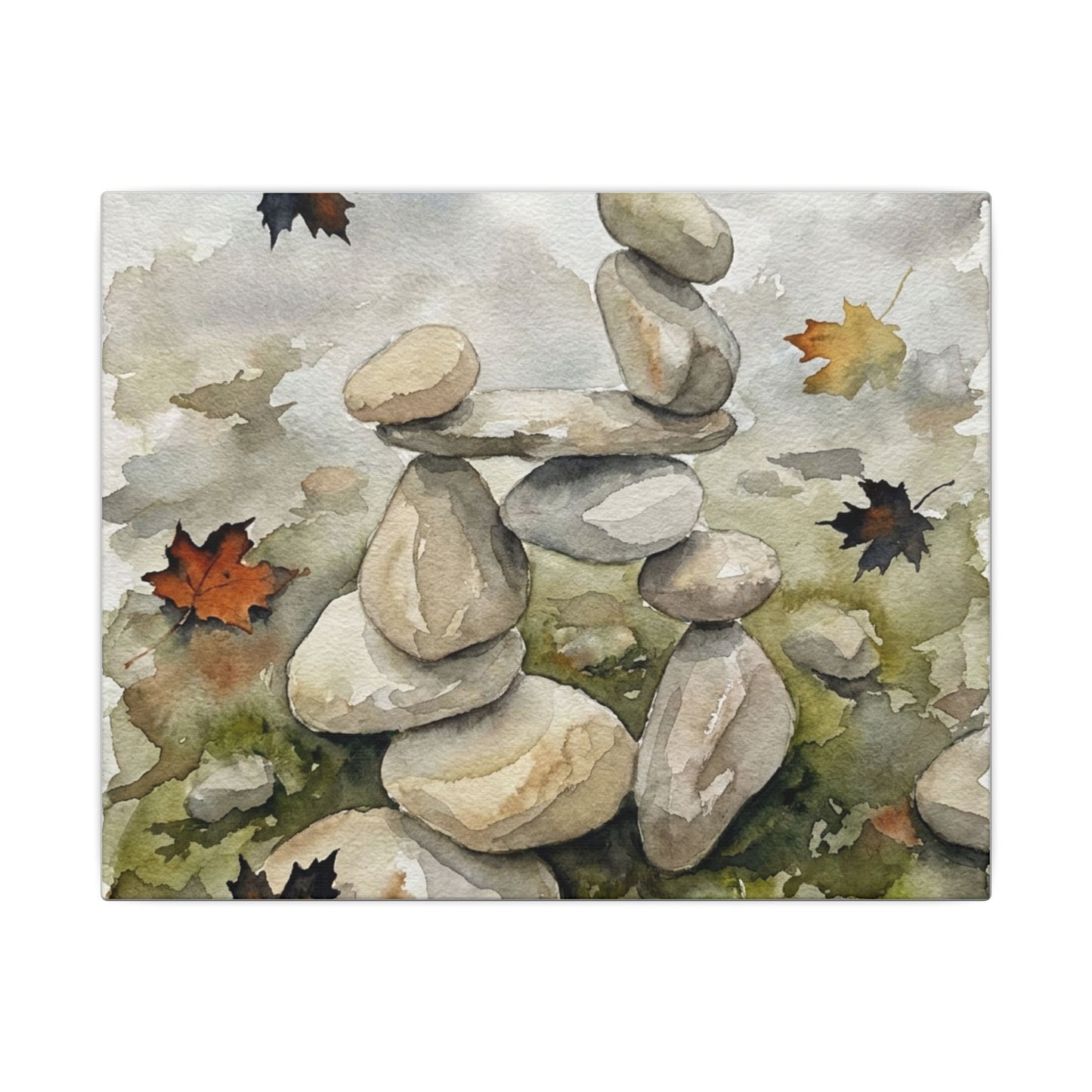 Overcast River Stones Canvas Art - Japandi Fukinsei