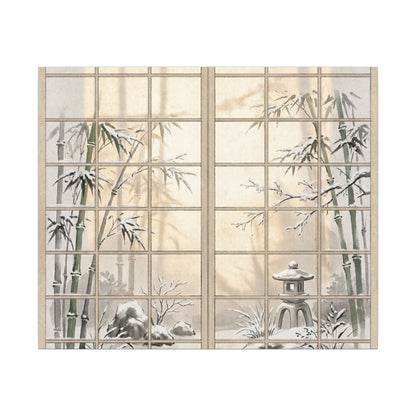 Winter Shoji Screen Sumi E Canvas Art | Tranquil Decor