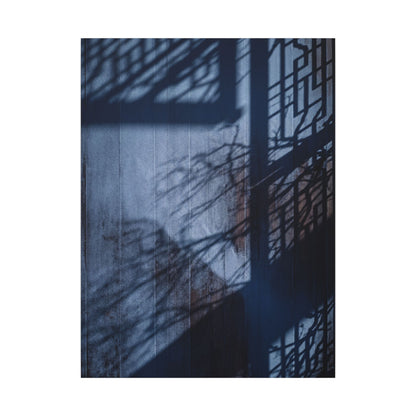 Shadow Play Moody Minimal Canvas Art | Moody Dark Japandi Art