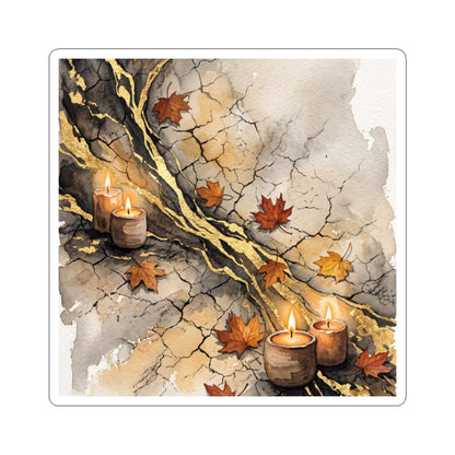 Cracked Earth Autumn Sticker | Japandi Warm Design