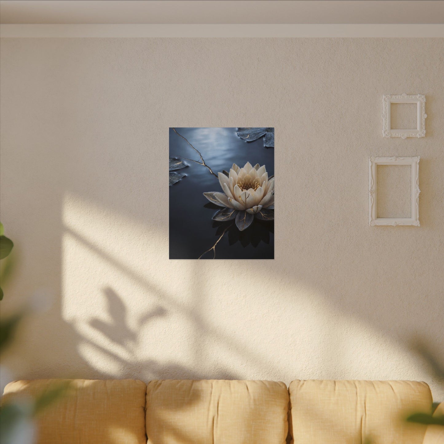 Beautiful Lotus Flower Canvas Art - Gold Vein Kintsugi