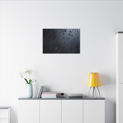 Autumn Cherry Blossom Charcoal Ink Canvas Art | Atmospheric Decor