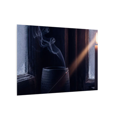 Incense Smoke Winter Canvas Art | Dark Japandi Sophisticated Design
