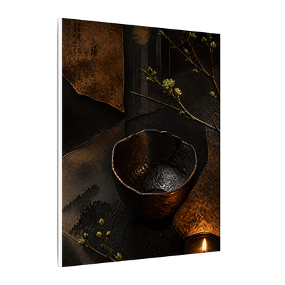 Atmospheric Ceramic Bowl Canvas Art - Shadow Zen Dark Japandi