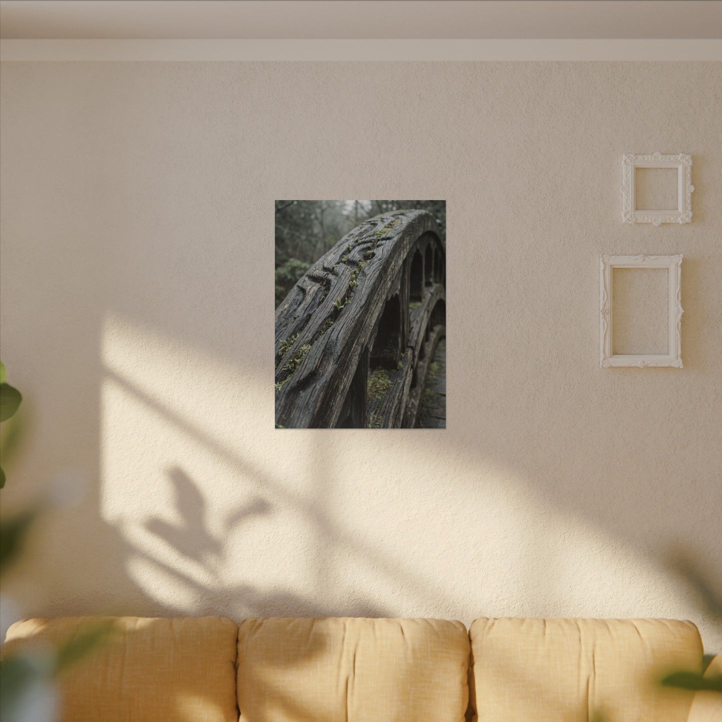 Overcast Wooden Bridge Canvas Art - Japandi Kanso