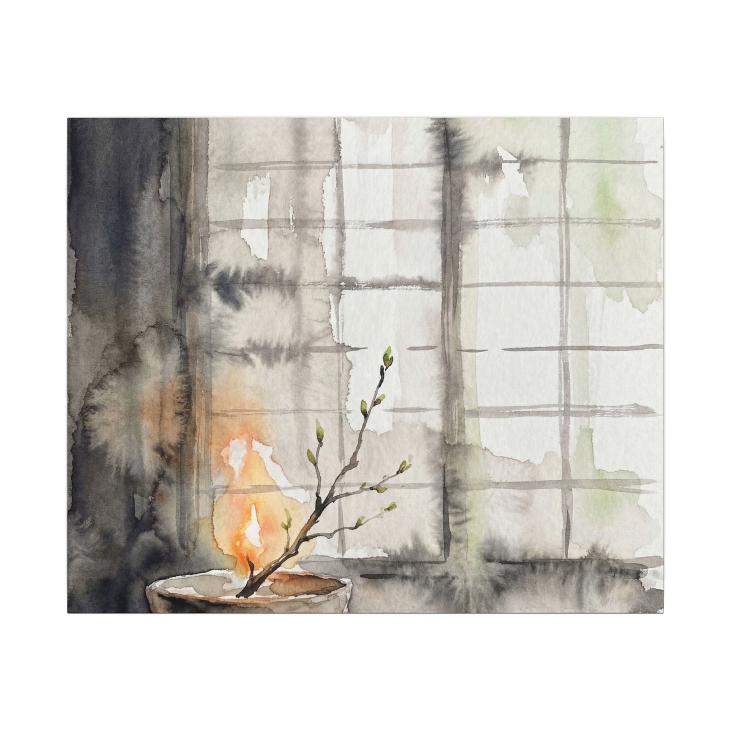 Shoji Screen Canvas Art | Spring Japandi Watercolor Art