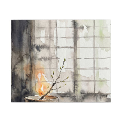 Shoji Screen Canvas Art | Spring Japandi Watercolor Art