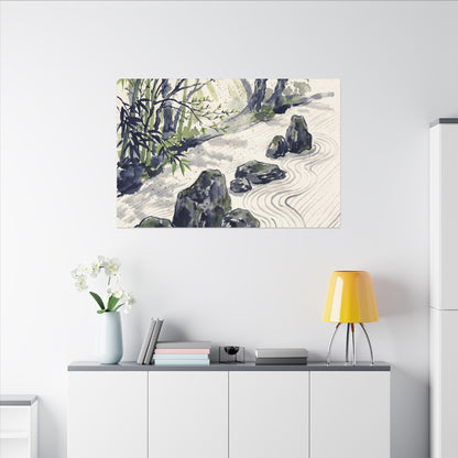 Dappled Rock Garden Canvas Art - Zen Mono No Aware