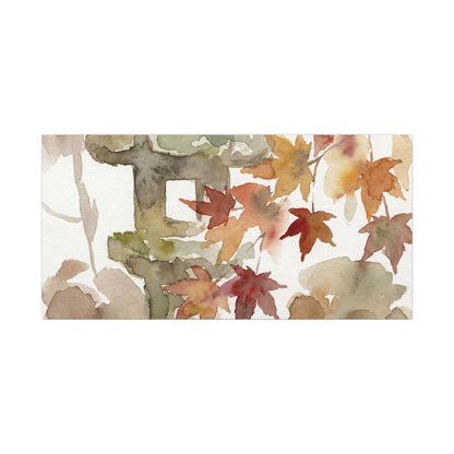 Stone Lantern Watercolor Canvas Art | Earthy Japandi Art
