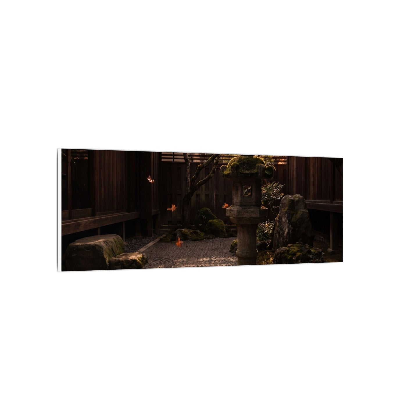 Seijaku Stone Lantern Canvas Art - Dark Japandi Shadow Zen