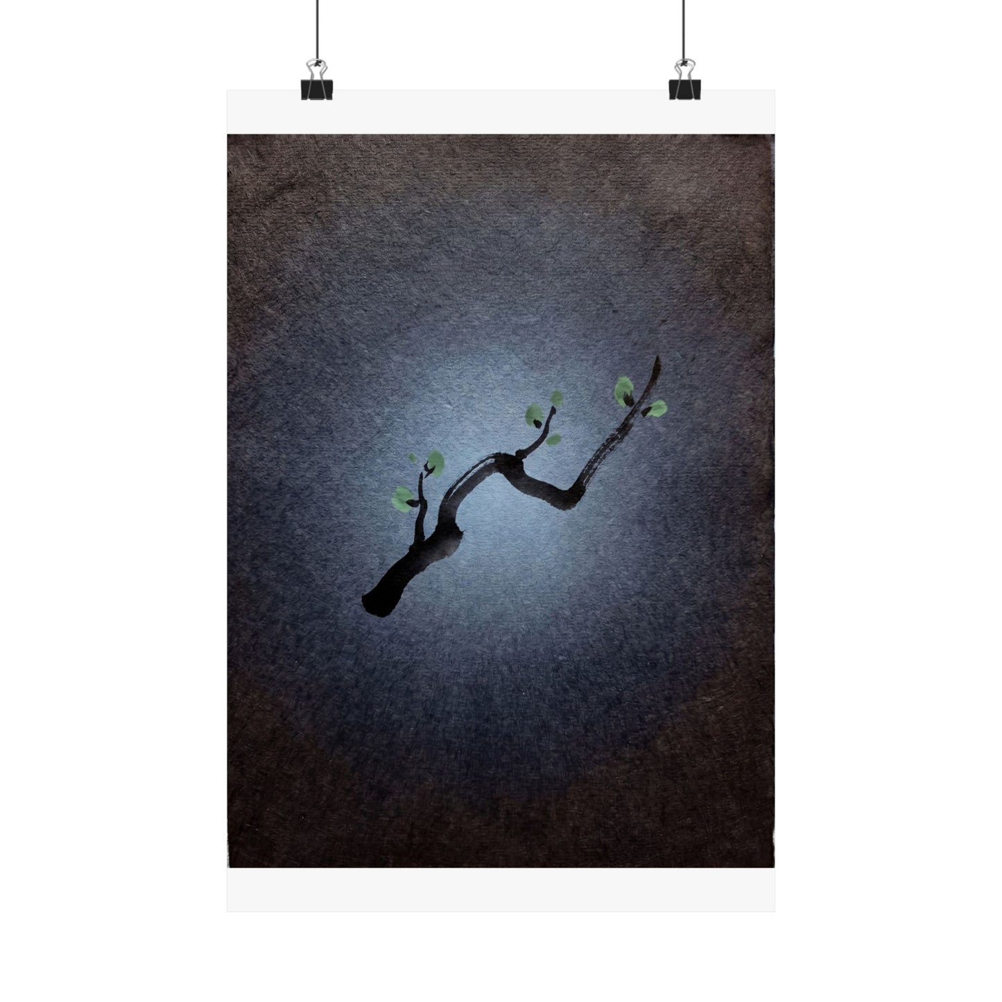 Moonlight Ink Brushstroke Wall Art Print - Dark Japandi Ma Art Print