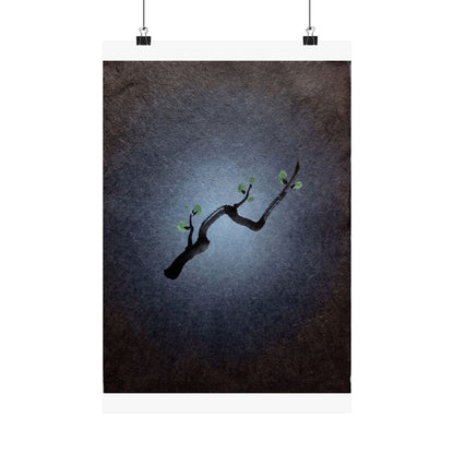 Moonlight Ink Brushstroke Wall Art Print - Dark Japandi Ma Art Print