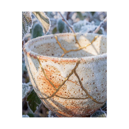 Kintsugi Ceramic Bowl in Dappled | Gold Vein Wall Art Print