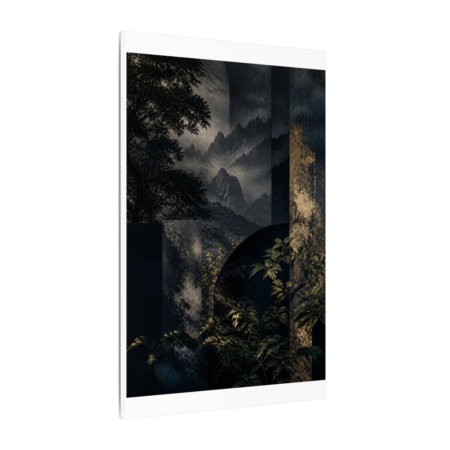 Mountain Mist Summer Canvas Art | Dark Japandi Atmospheric Design