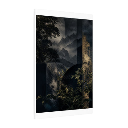 Mountain Mist Summer Canvas Art | Dark Japandi Atmospheric Design