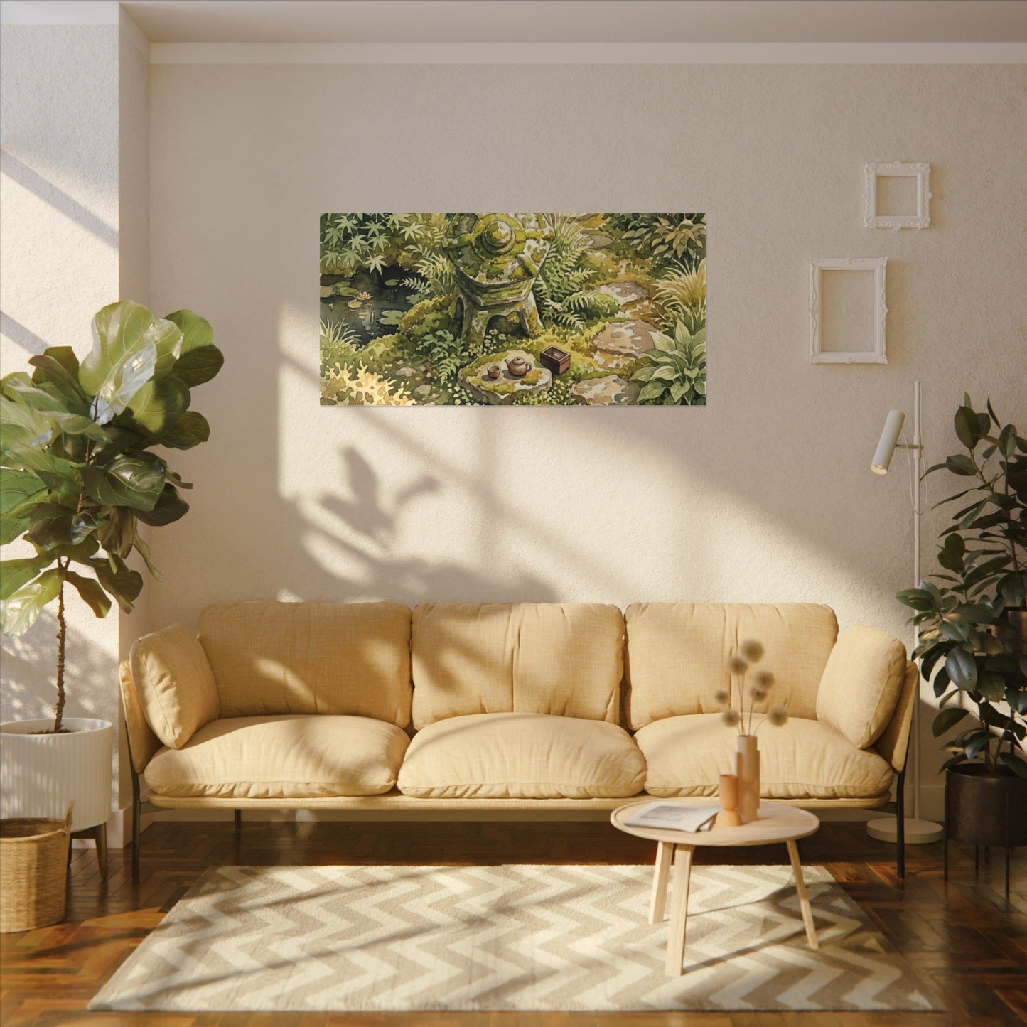 Datsuzoku Stone Lantern Canvas Art - Japandi Watercolor
