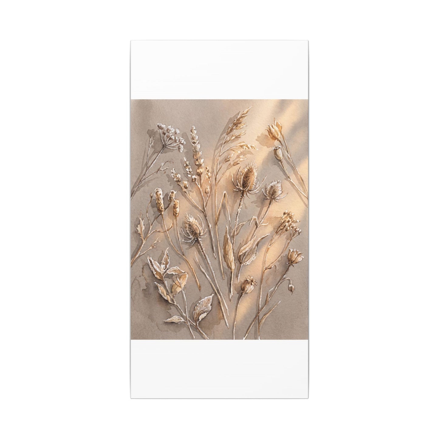 Japandi Dried Flowers in Golden Hour | Watercolor Canvas Art