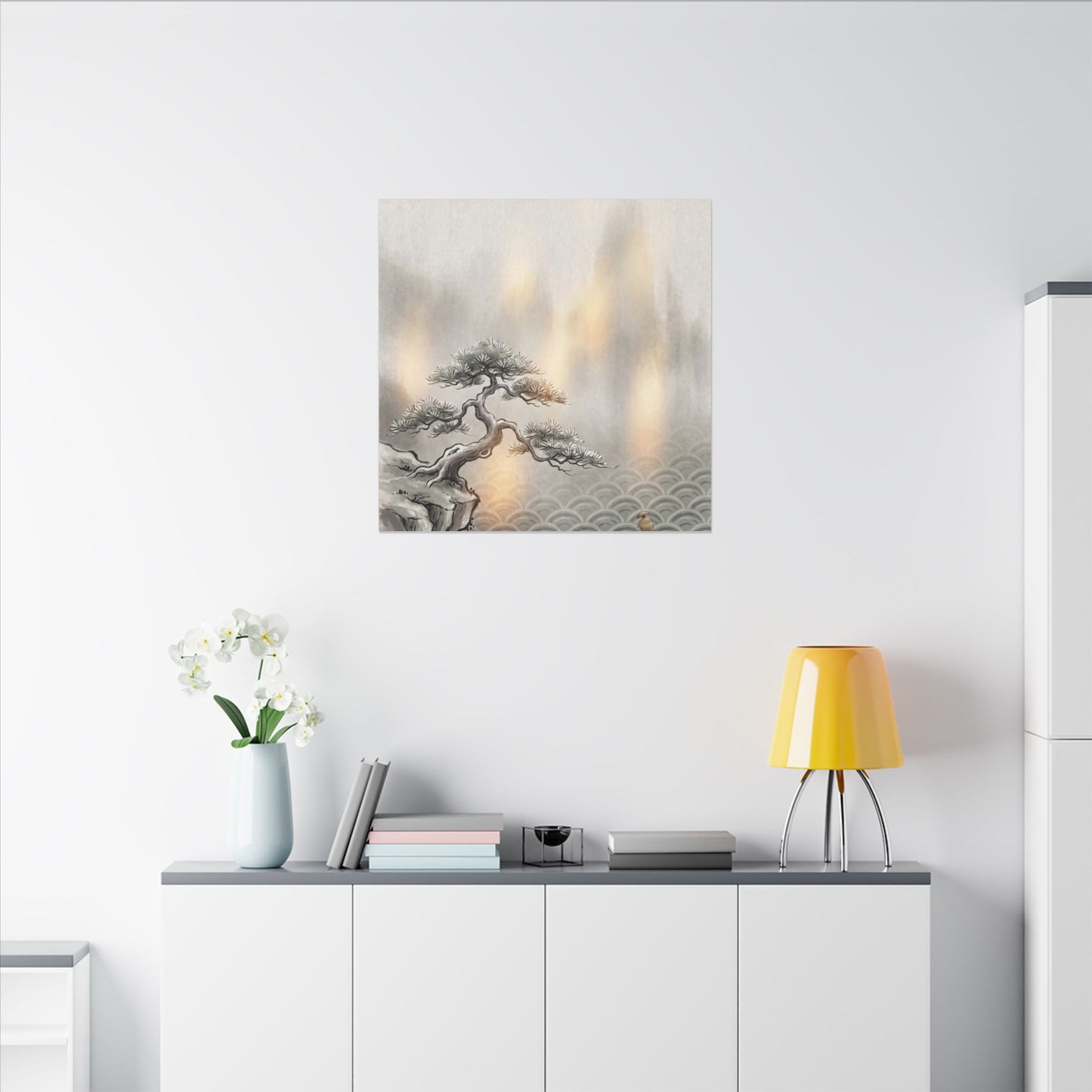 Pine Tree Canvas Art | Winter Japandi Japanese Pattern Art