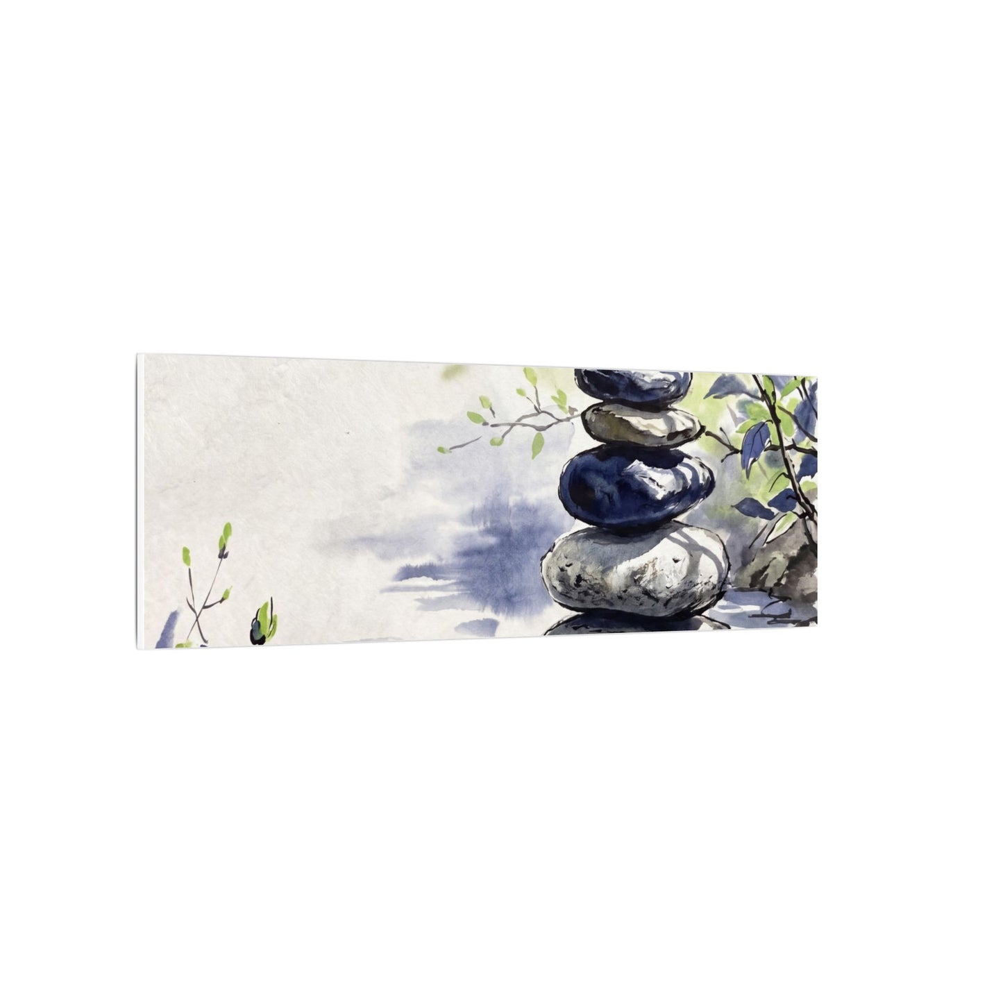 River Stones Sumi E Canvas Art | Serene Zen Art