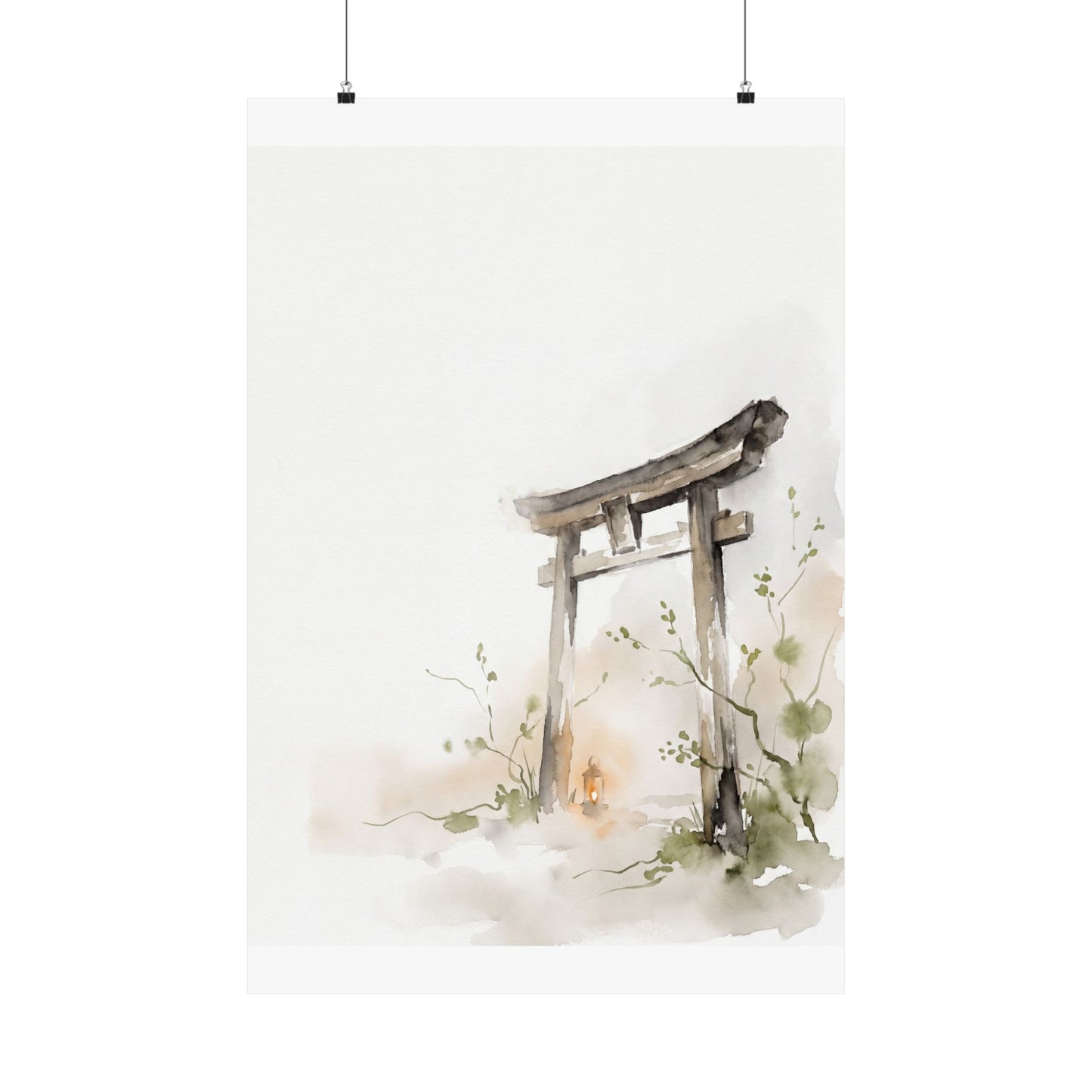 Torii Gate Spring Wall Art Print | Japandi Elegant Design