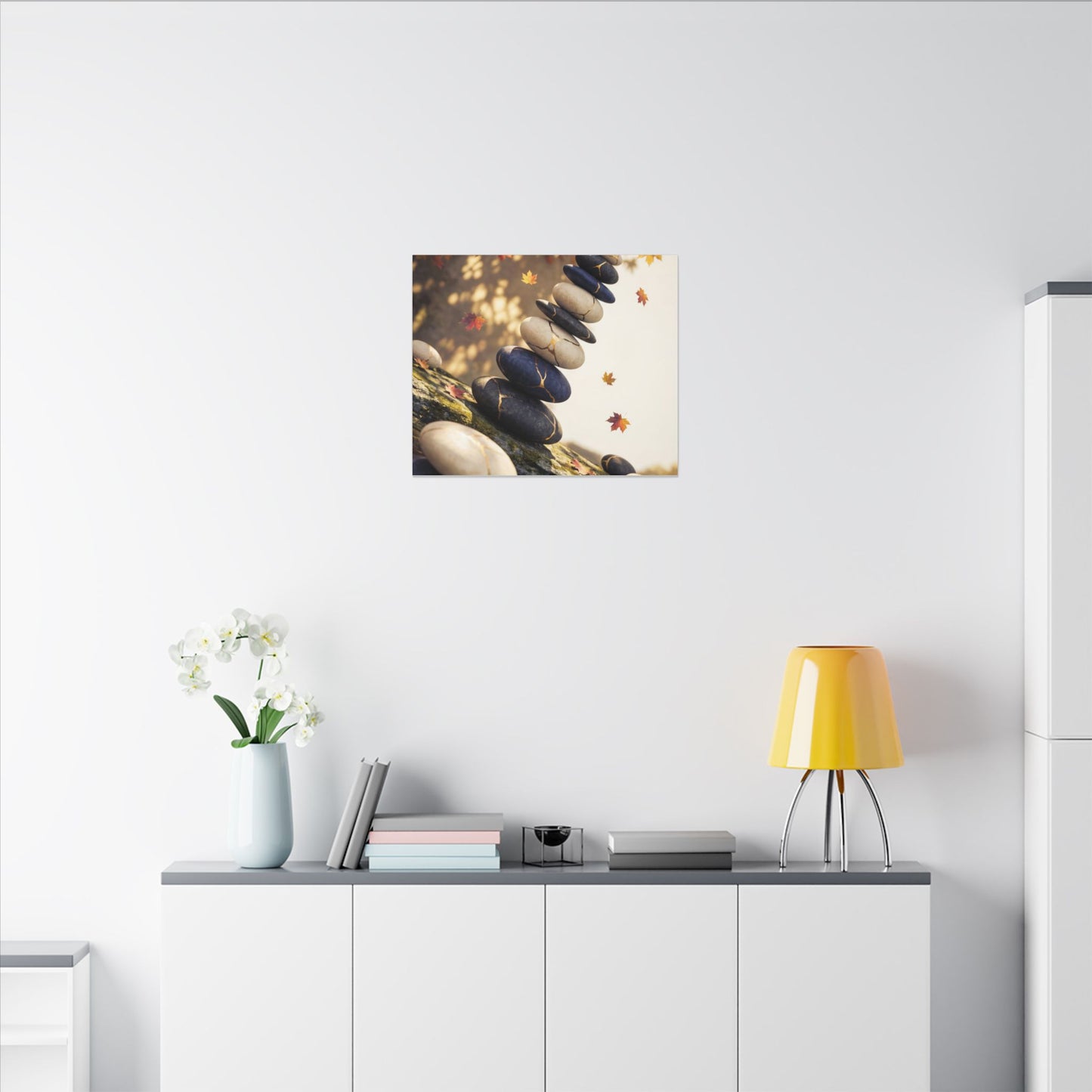 Ma River Stones Canvas Art - Kintsugi Gold Vein