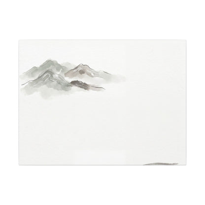 Winter Mountain Mist Minimal Line Canvas Art | Elegant Decor