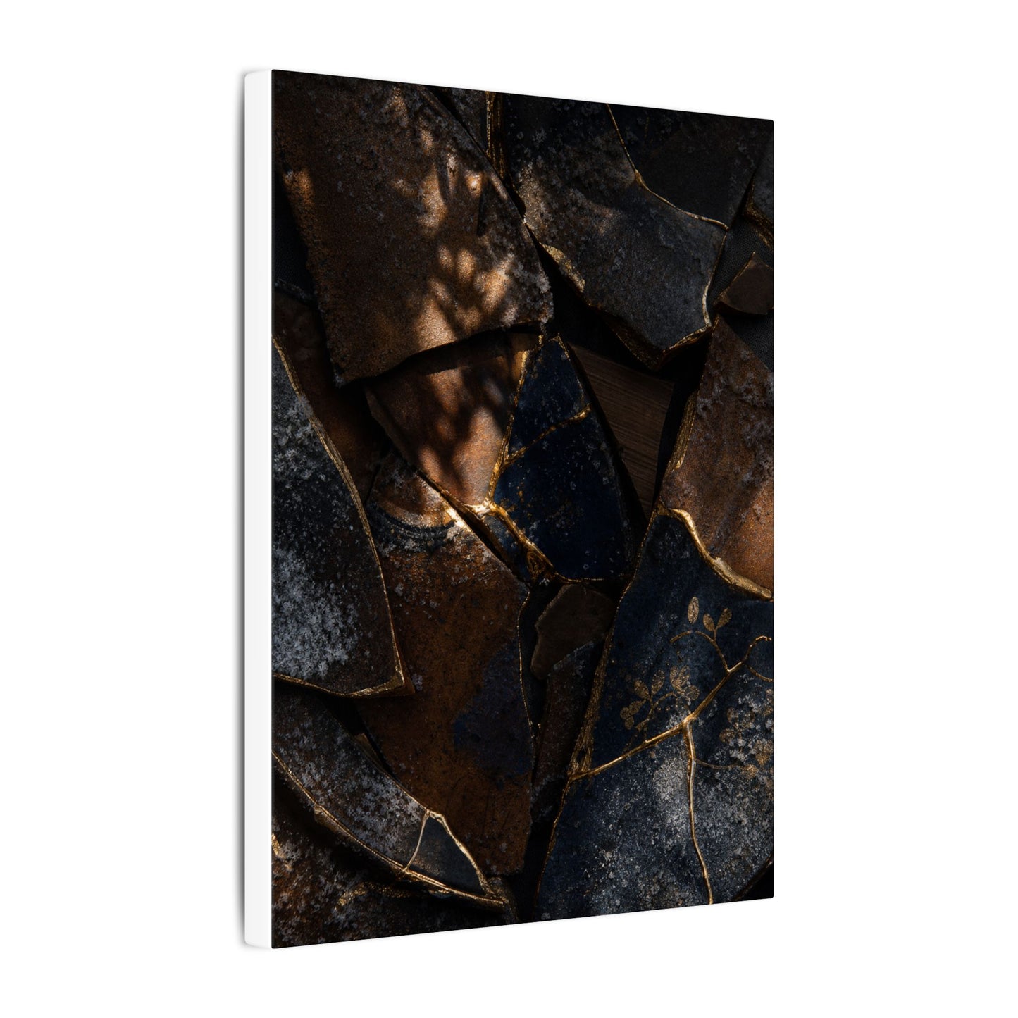 Fukinsei Broken Pottery Canvas Art - Dark Japandi Dark Texture