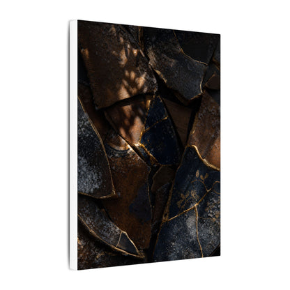 Fukinsei Broken Pottery Canvas Art - Dark Japandi Dark Texture