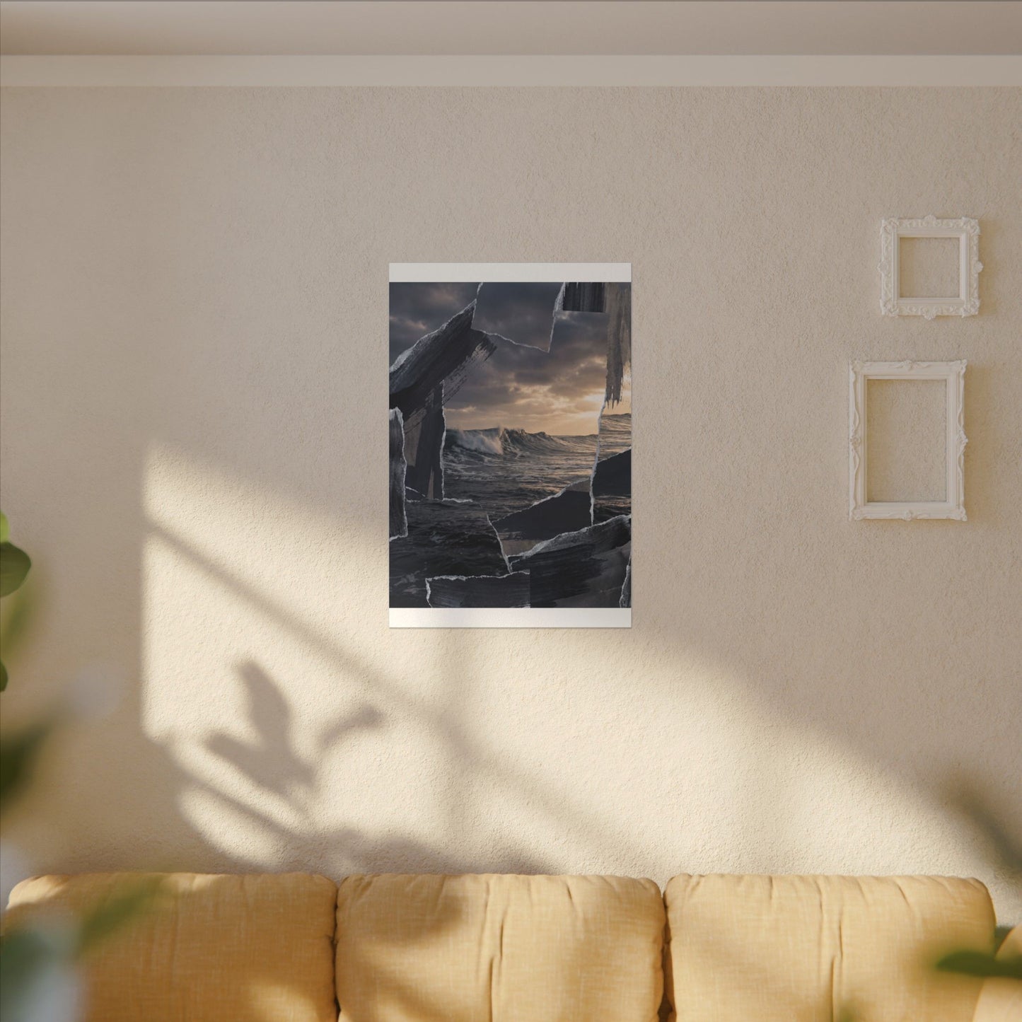 Fukinsei Ocean Wave Canvas Art - Dark Japandi Shadow Zen