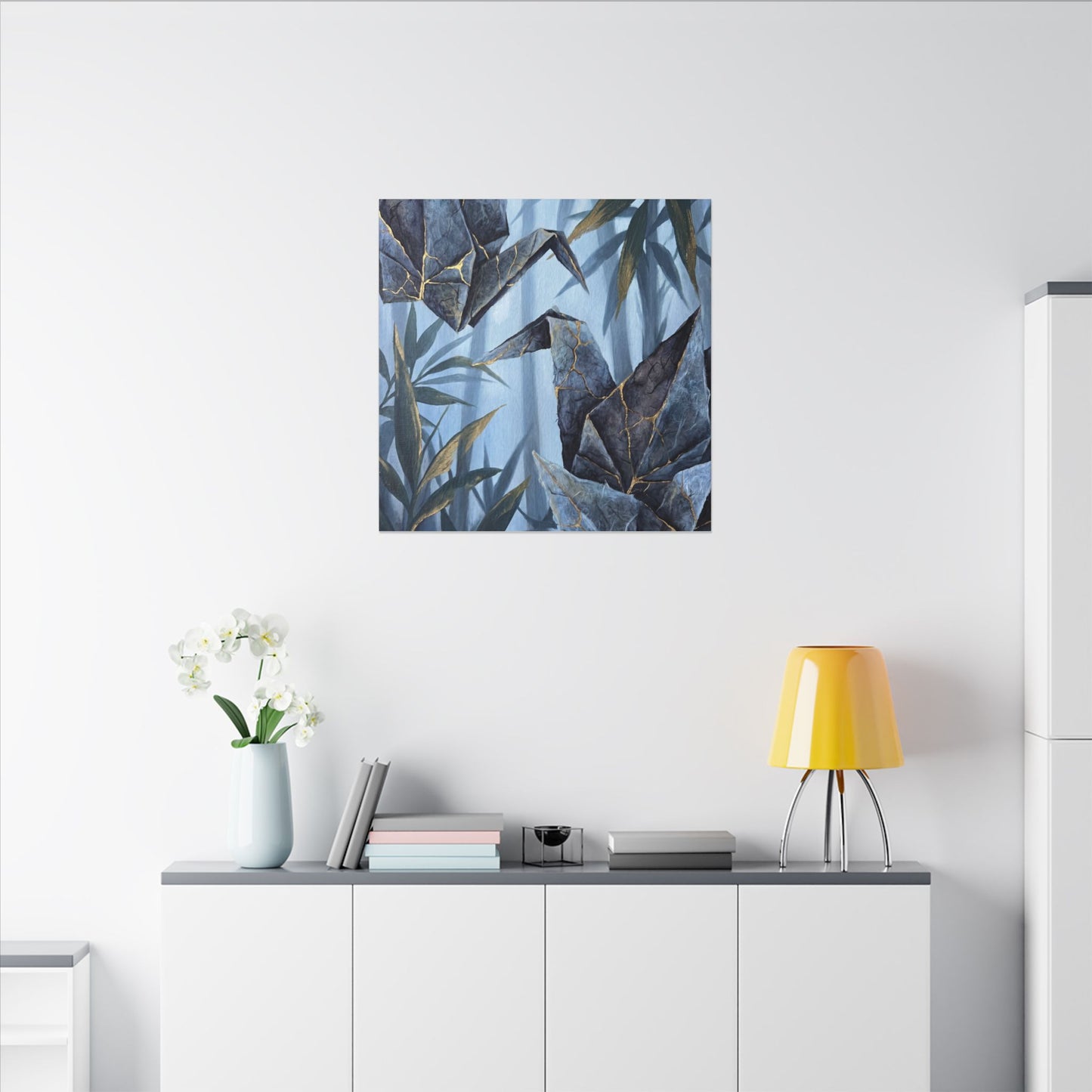 Paper Fold Canvas Art | Summer Kintsugi Crackle Gold Art