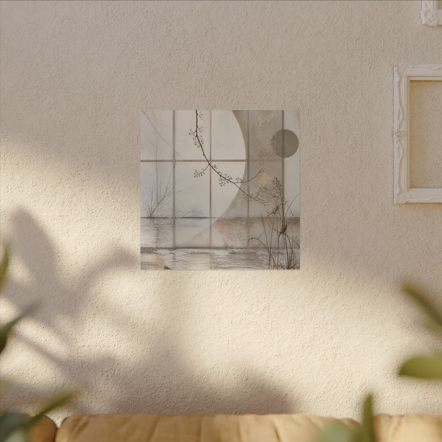 Winter Shoji Screen Japanese Pattern Canvas Art | Elegant Decor