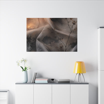 Japandi Silk Drape in Candlelight | Watercolor Canvas Art
