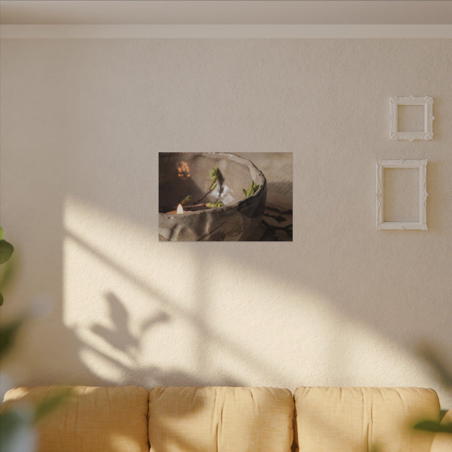 Candlelight Ceramic Bowl Canvas Art - Japandi Ma