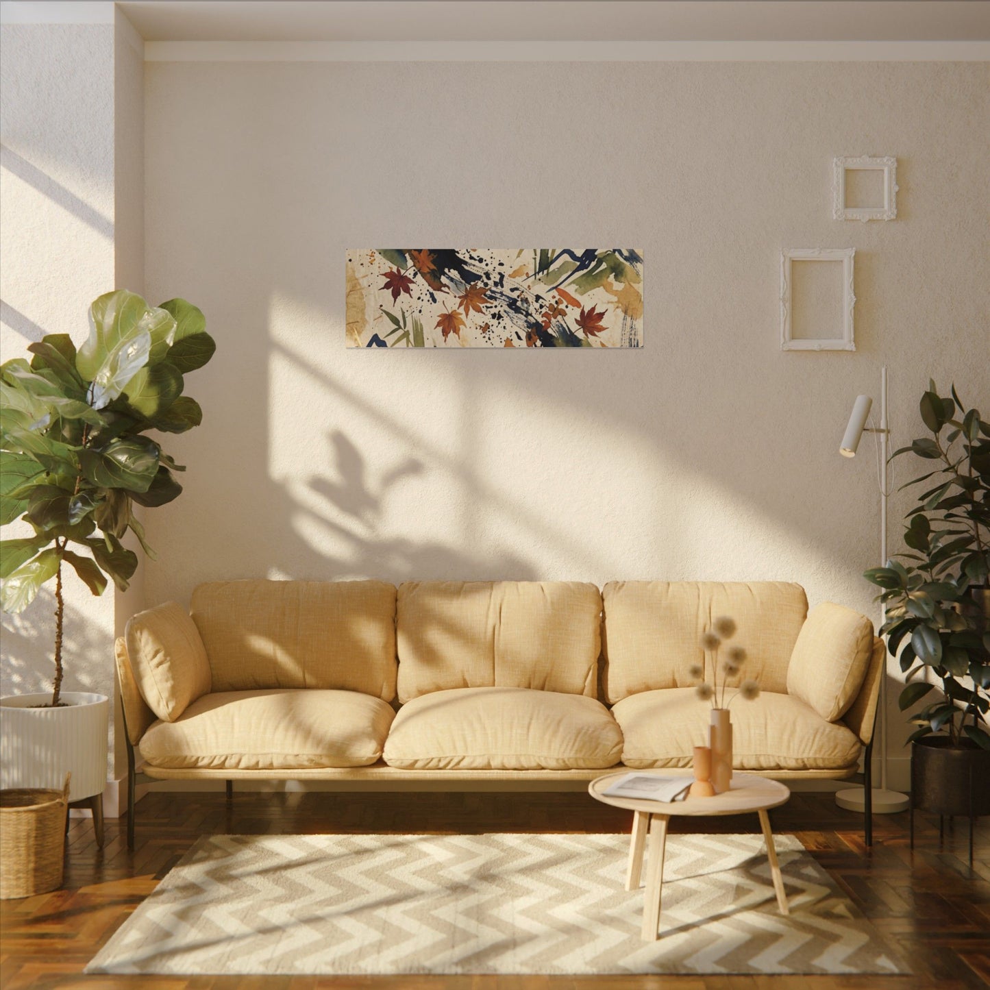 Golden Hour Ink Brushstroke Canvas Art - Zen Shibui