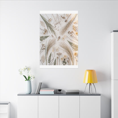 Elegant Dried Flowers Canvas Art - Japanese Pattern Japandi