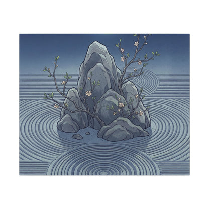Spring Rock Garden Ukiyo E Inspired Canvas Art | Tranquil Decor