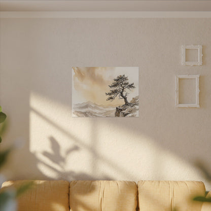 Pine Tree Canvas Art | Winter Japandi Watercolor Art