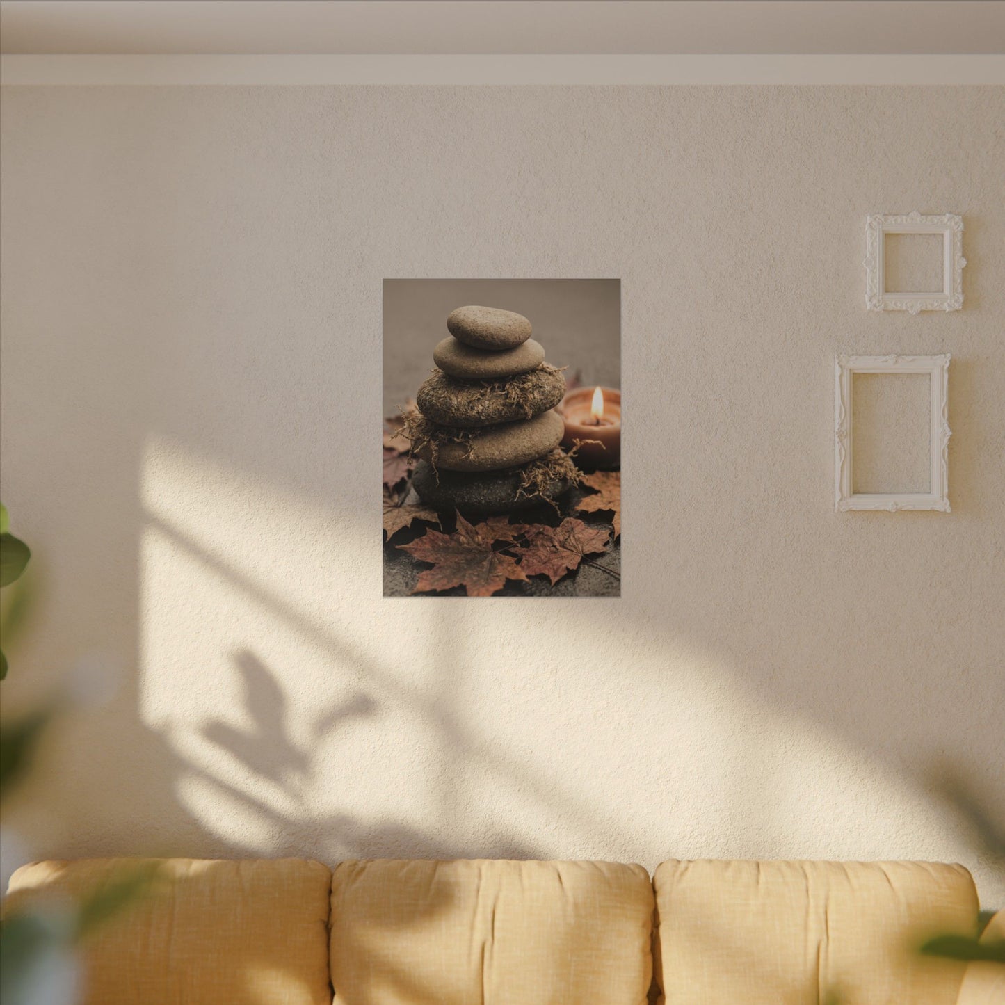 River Stones Canvas Art | Autumn Japandi Texture Art