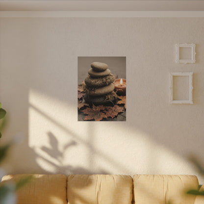 River Stones Canvas Art | Autumn Japandi Texture Art