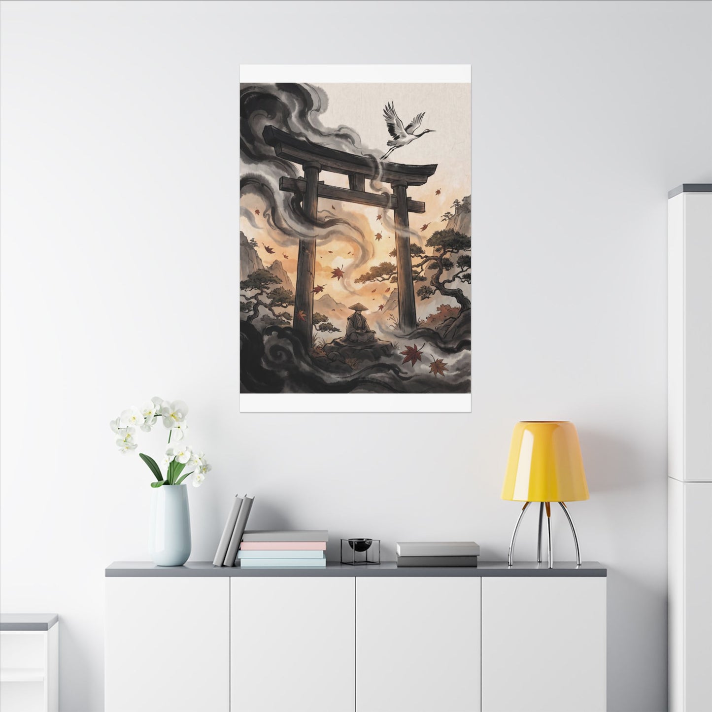Torii Gate Ukiyo E Inspired Canvas Art | Serene Zen Art