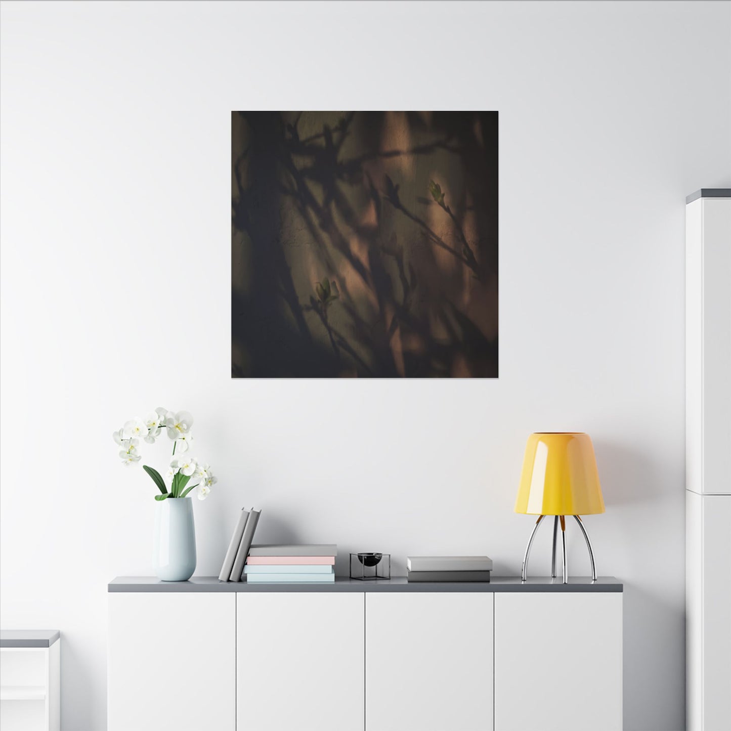 Candlelight Shadow Play Canvas Art - Dark Japandi Shibui
