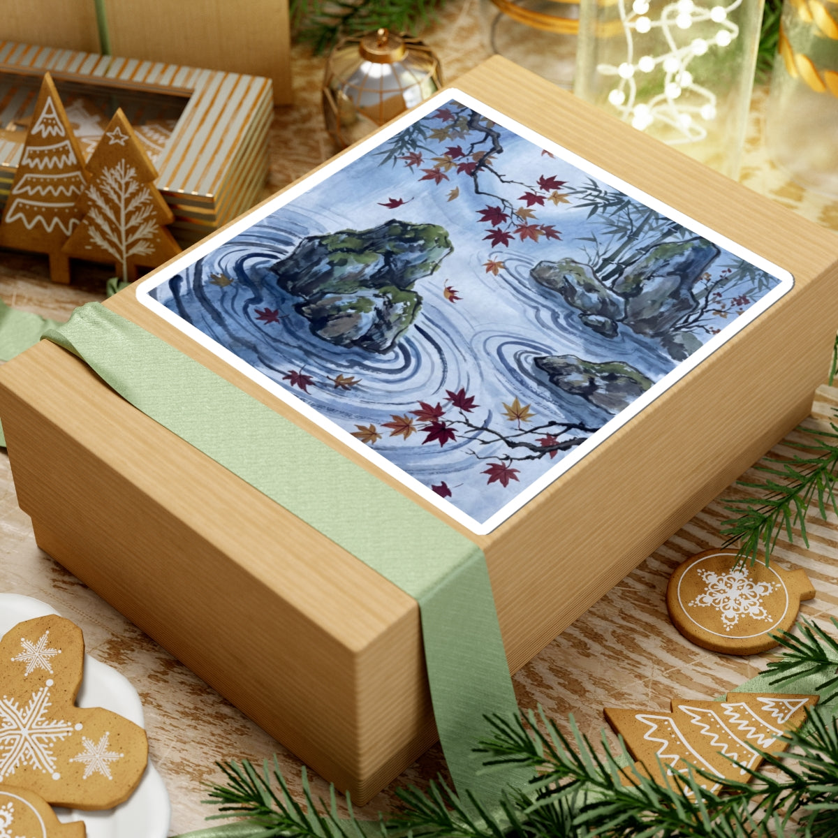 Serene Rock Garden Sticker - Sumi E Zen Art Print
