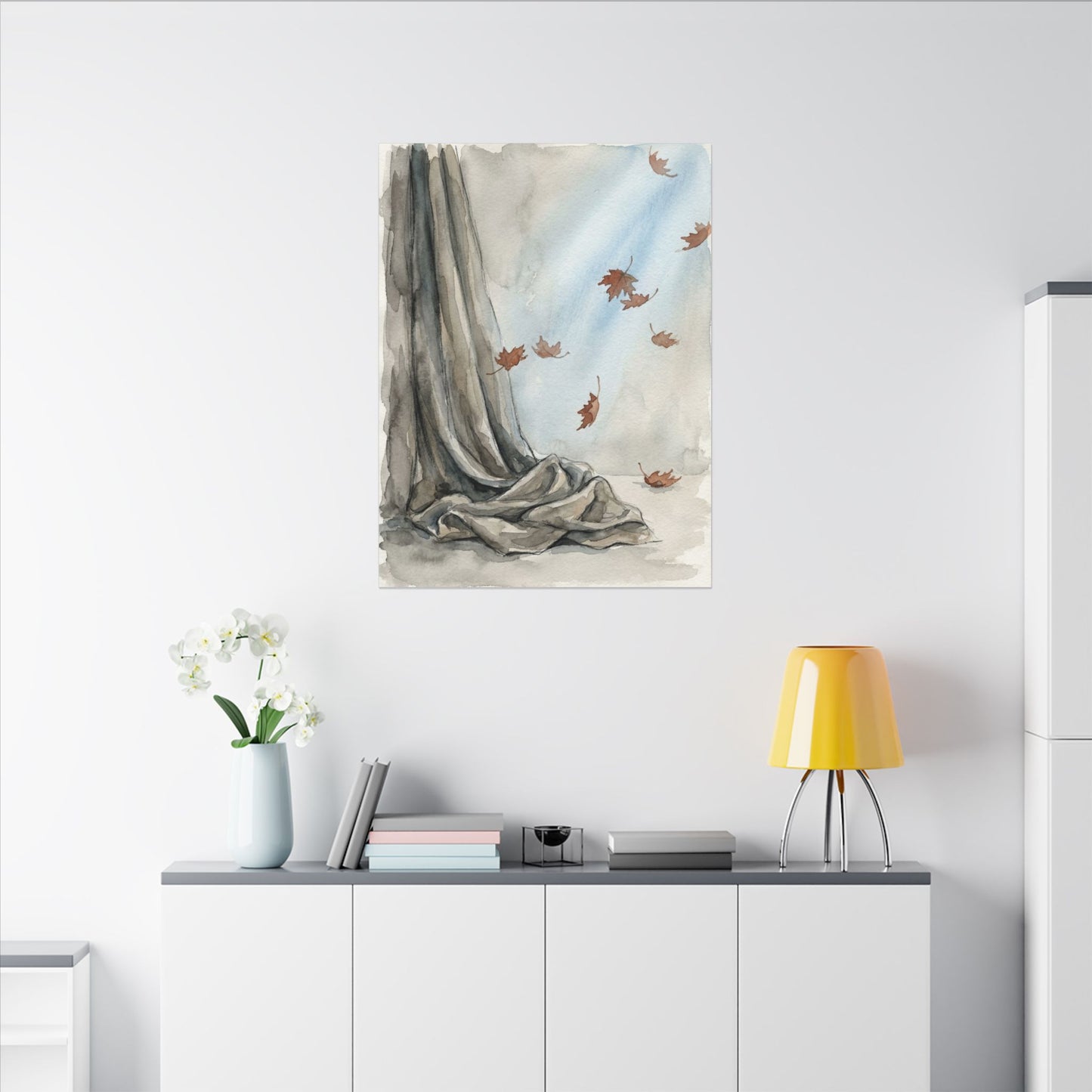 Ma Silk Drape Canvas Art - Japandi Watercolor