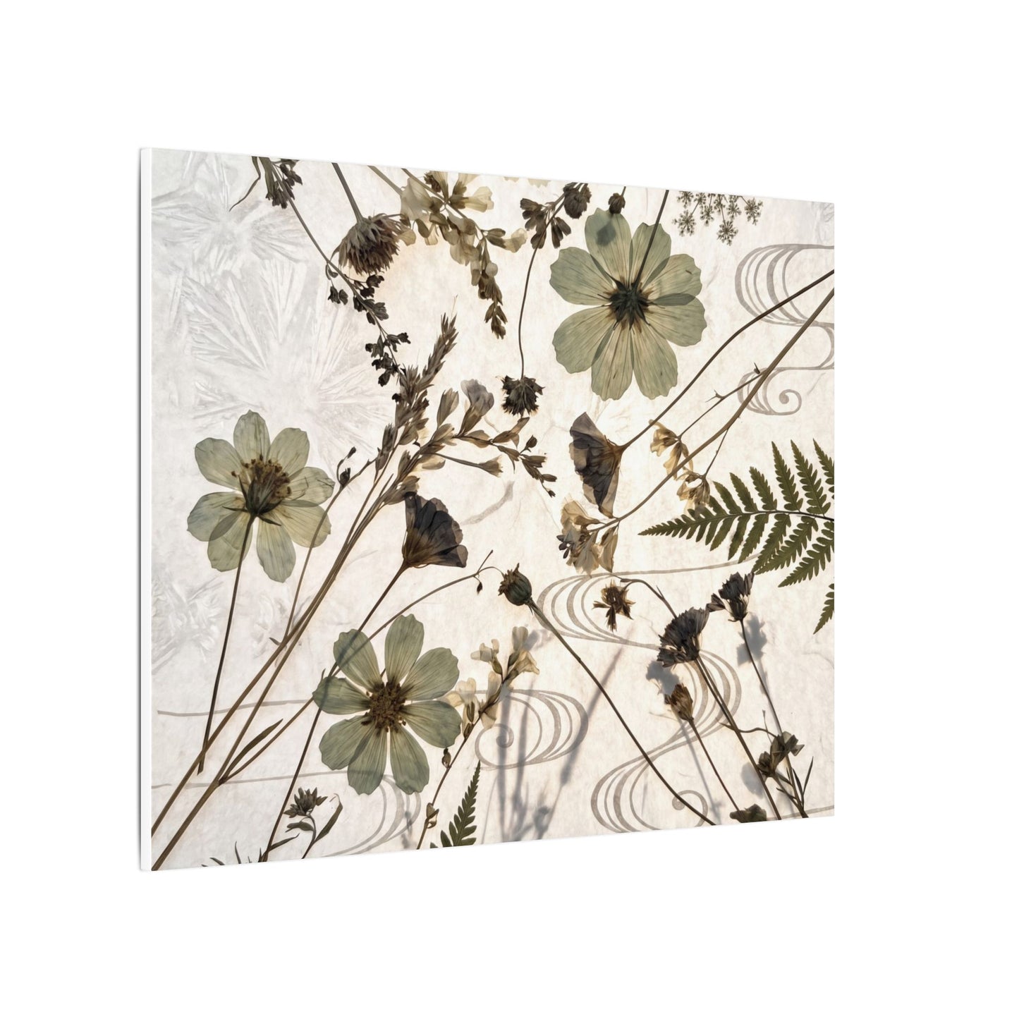 Japandi Dried Flowers in Golden Hour | Japanese Pattern Canvas Art