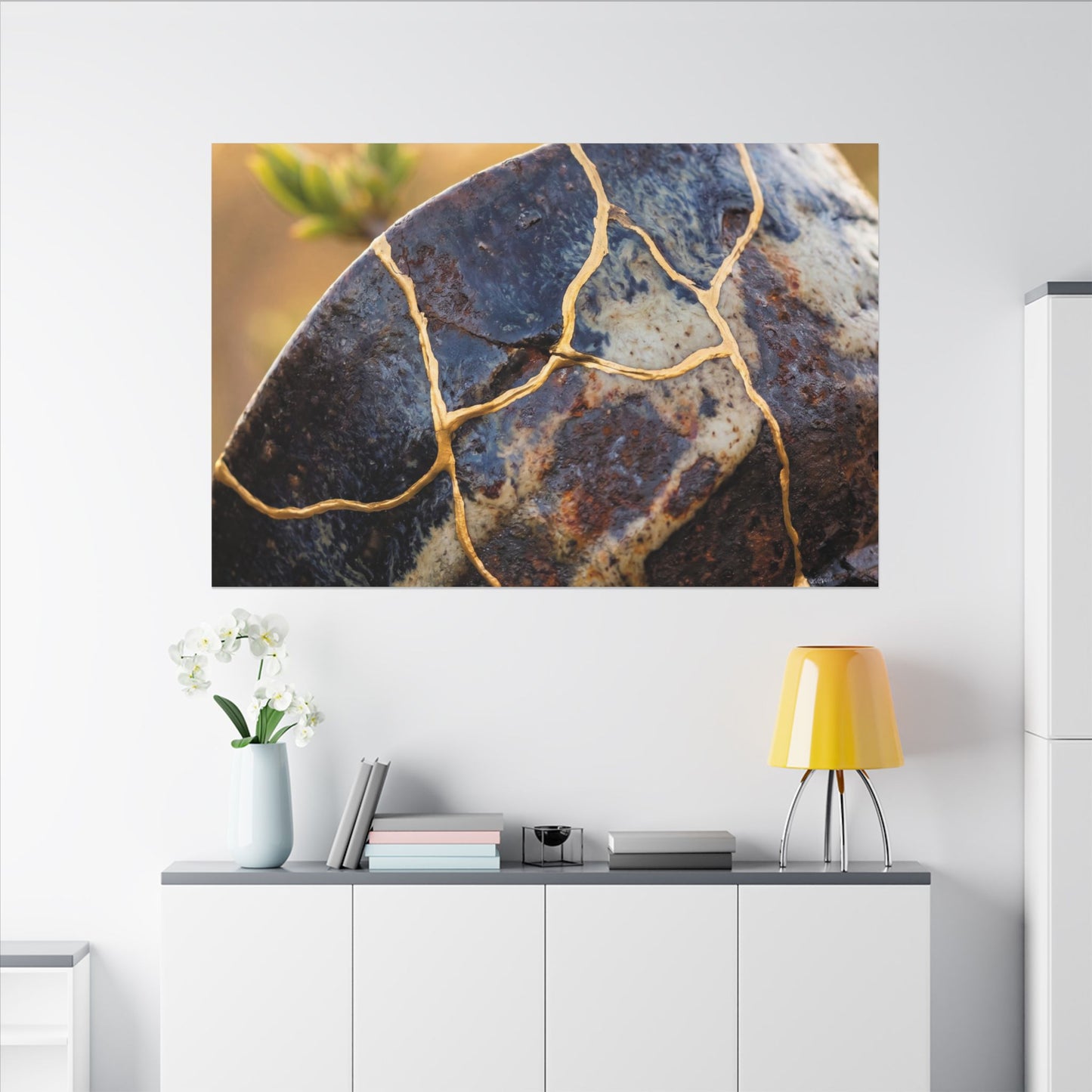 Fukinsei Rust Patina Canvas Art - Kintsugi Gold Repair