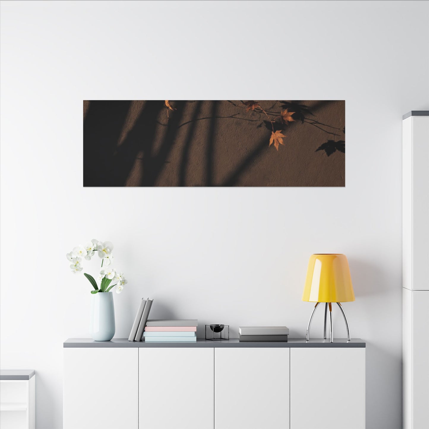 Shadow Play Autumn Canvas Art | Dark Japandi Luxurious Design