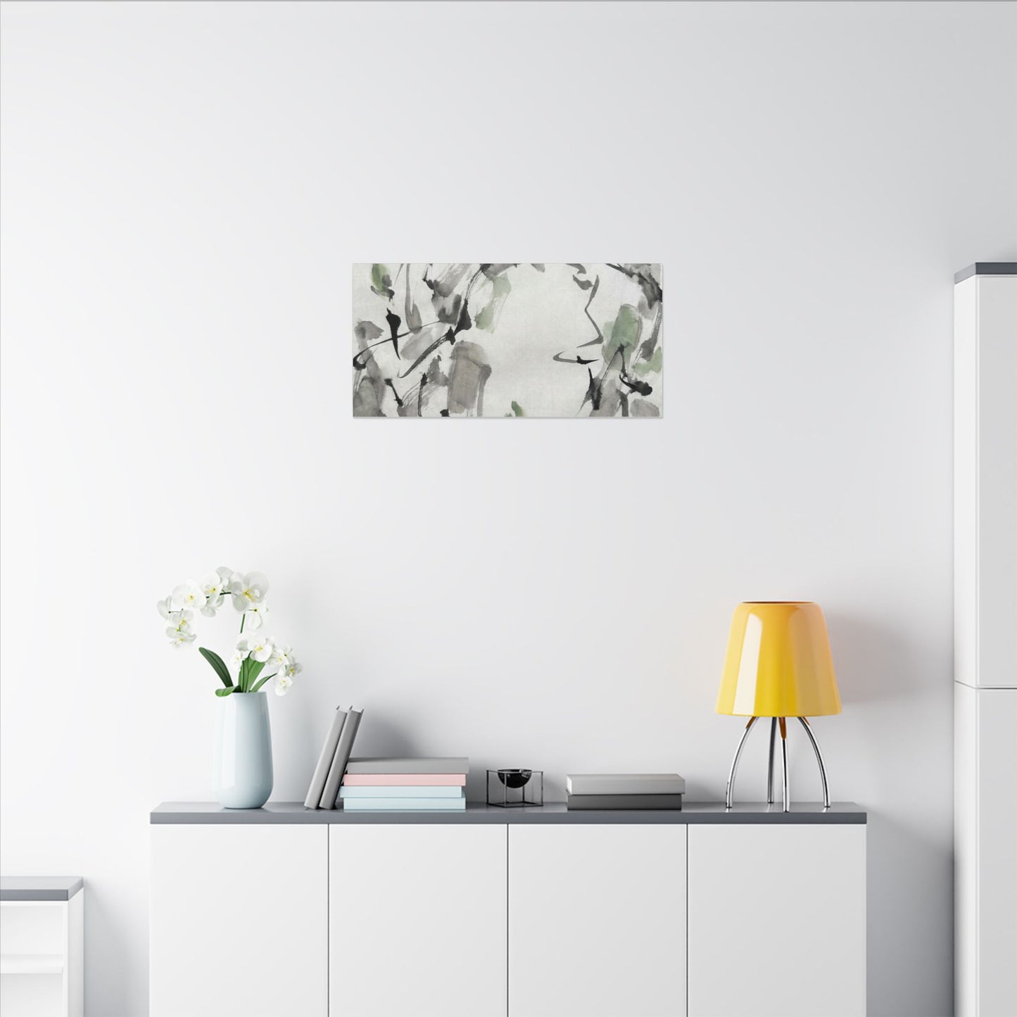 Zen Ink Brushstroke in Overcast | Sumi E Canvas Art