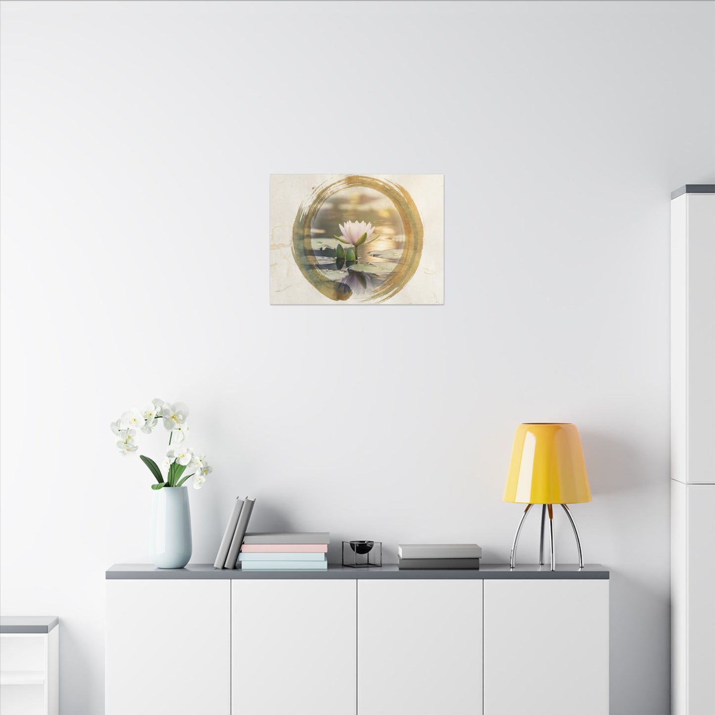 Peaceful Lotus Flower Canvas Art - Enso Zen