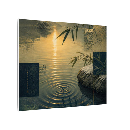 Zen Water Ripple in Golden Hour | Ukiyo E Inspired Canvas Art